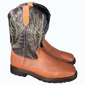 J.B. Dillon Cowboy Boots Mens 16 Black and Tan Leather JBRG202X